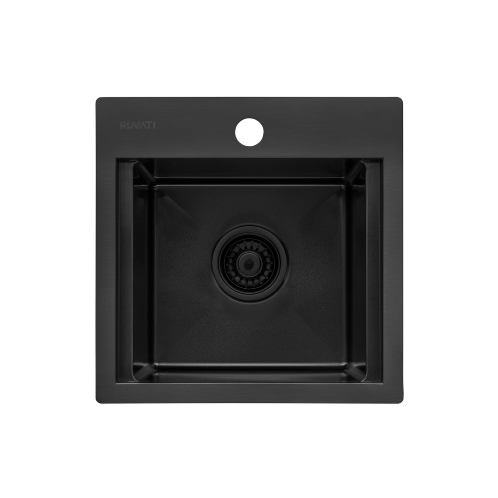 15 inch Gunmetal Black Stainless Steel Workstation Wet Bar Sink Drop-in Topmount
