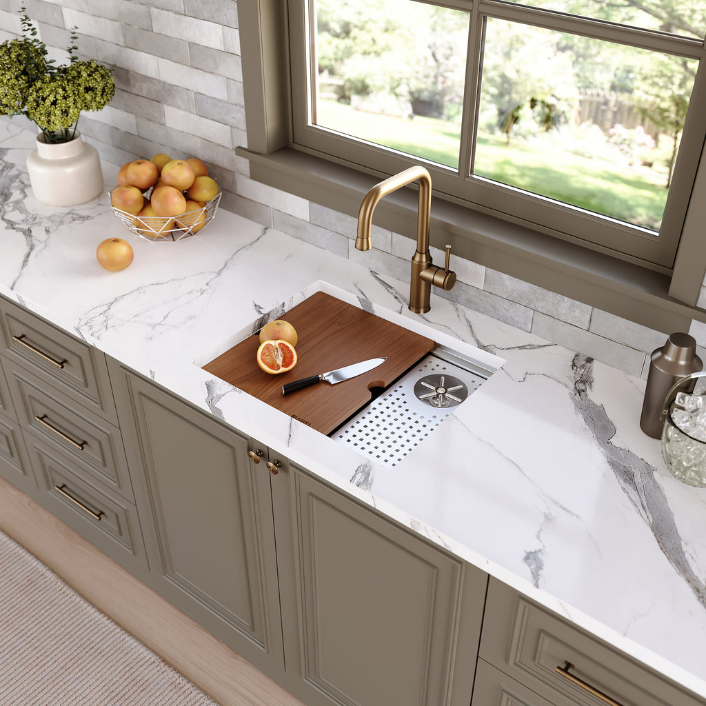 Glass Rinser and Sink Combo 22 '' Workstation for Wet Bar Bottle Washer Undermount