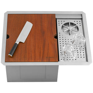 Glass Rinser and Sink Combo 22 '' Workstation for Wet Bar Bottle Washer Undermount