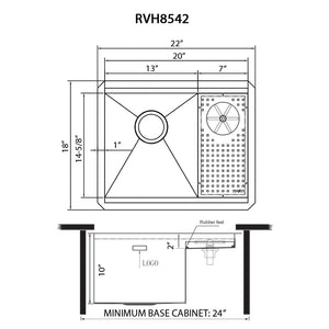 Glass Rinser and Sink Combo 22 '' Workstation for Wet Bar Bottle Washer Undermount