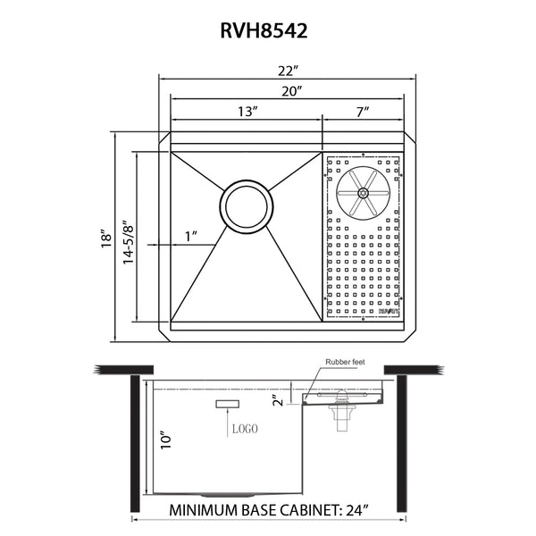Glass Rinser and Sink Combo 22 '' Workstation for Wet Bar Bottle Washer Undermount
