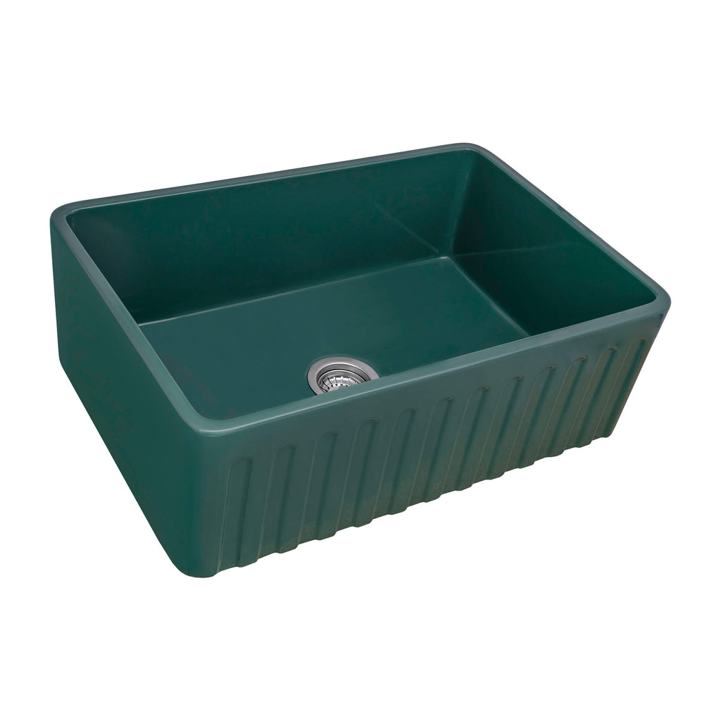 30 x 20 Fireclay Farmhouse Apron-Front Kitchen Sink Emerald Green