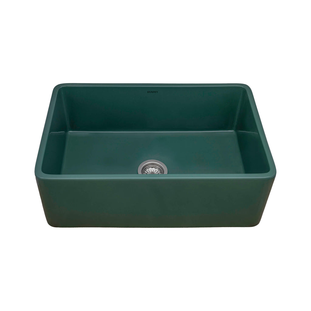 30 x 20 Fireclay Farmhouse Apron-Front Kitchen Sink Emerald Green