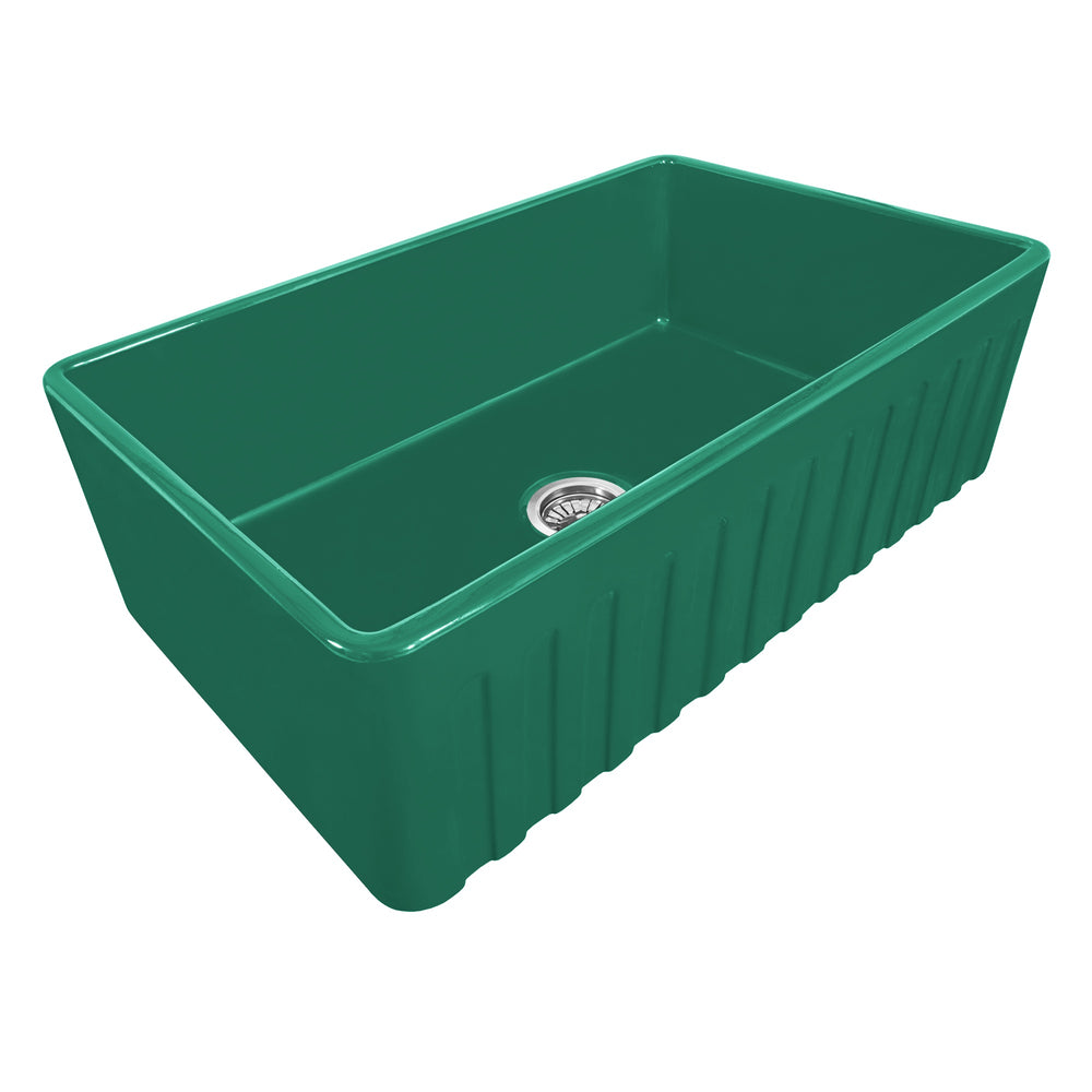 33 x 20 Fireclay Farmhouse Apron-Front Kitchen Sink Emerald Green
