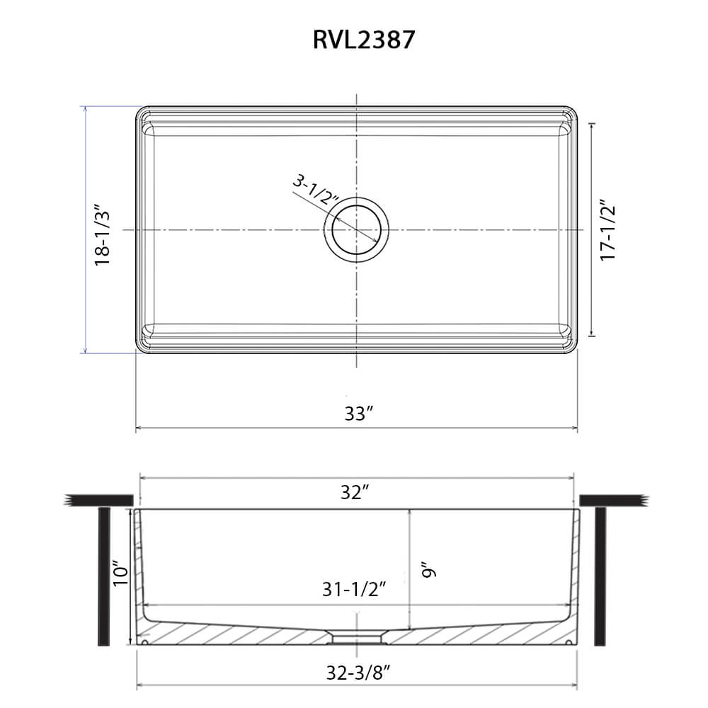 33" Fireclay Workstation Farmhouse Kitchen Sink Glossy Black