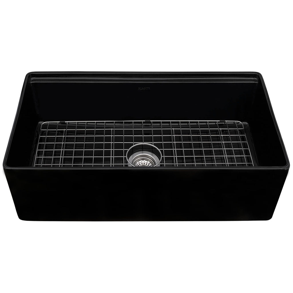 33" Fireclay Workstation Farmhouse Kitchen Sink Glossy Black