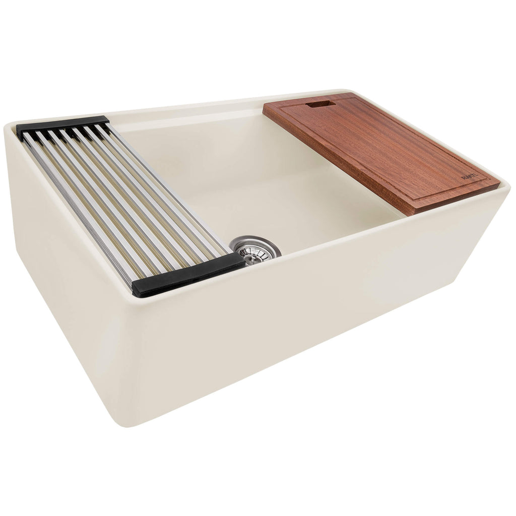 33" Fireclay Workstation Farmhouse Kitchen Sink Biscuit