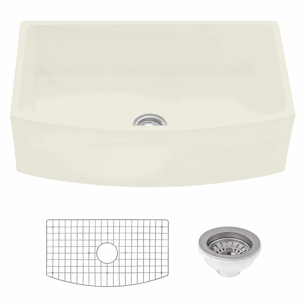 33" Fireclay Farmhouse Kitchen Sink Biscuit
