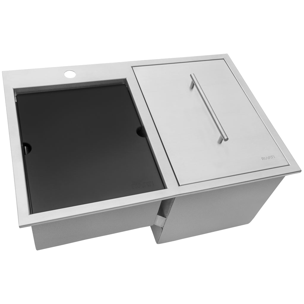Insulated Ice Chest and Outdoor Sink 29 x 20 '' BBQ Workstation Topmount T-316 Stainless Steel