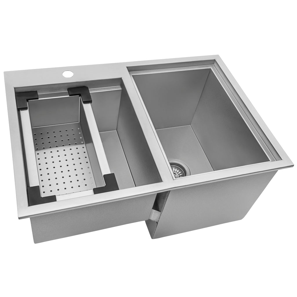 Insulated Ice Chest and Outdoor Sink 29 x 20 '' BBQ Workstation Topmount T-316 Stainless Steel