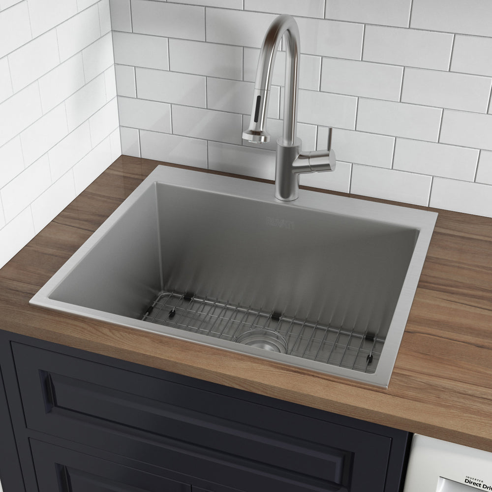 Topmount Laundry Utility Sink 27 x 22 x 12 '' Rounded Corners Deep 16 Gauge Stainless Steel