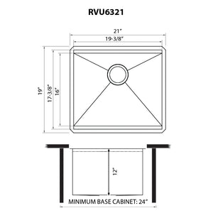 21 x 19 x 13 '' Deep Laundry Utility Workstation Sink Undermount 16 Gauge