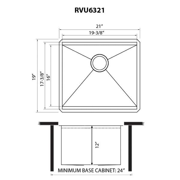 21 x 19 x 13 '' Deep Laundry Utility Workstation Sink Undermount 16 Gauge