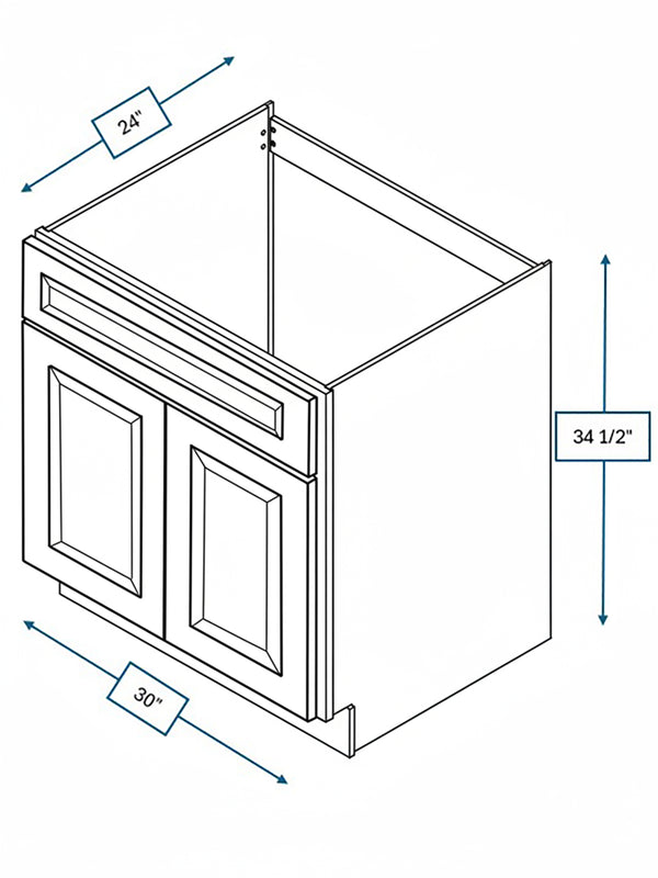 Harbour Town White Bevel Shaker 30 in. Sink Base Cabinet
