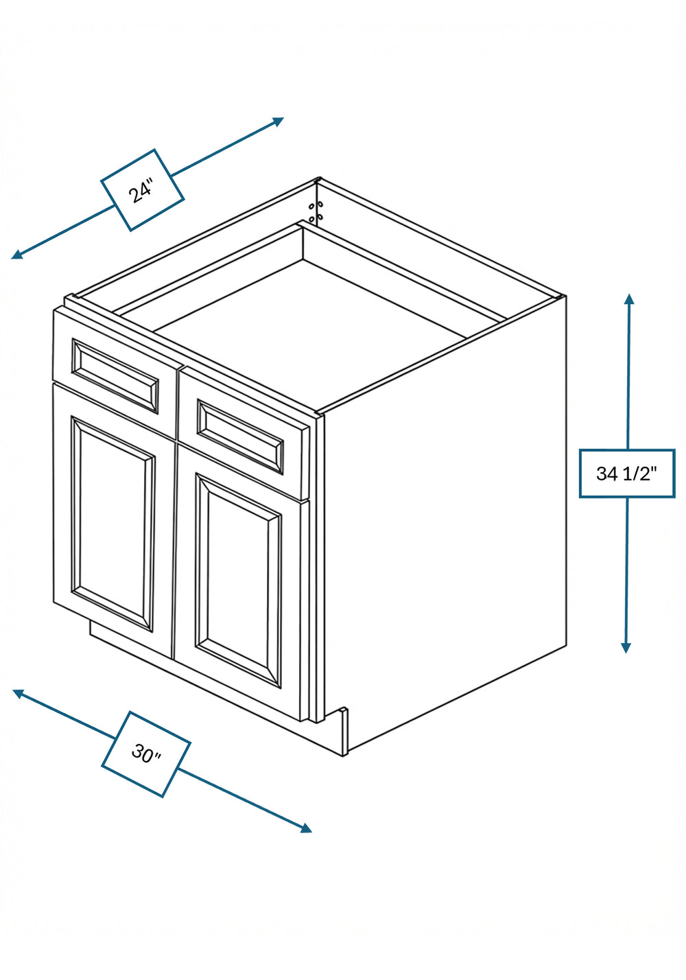 Knightsbridge Brown Raised Panel 30 in. Sink Base Cabinet