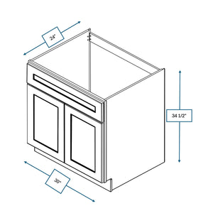 Hampton Pewter 30 in. Wide x 24 in. Deep x 34.5 Tall - Sink Base Shaker Cabinet