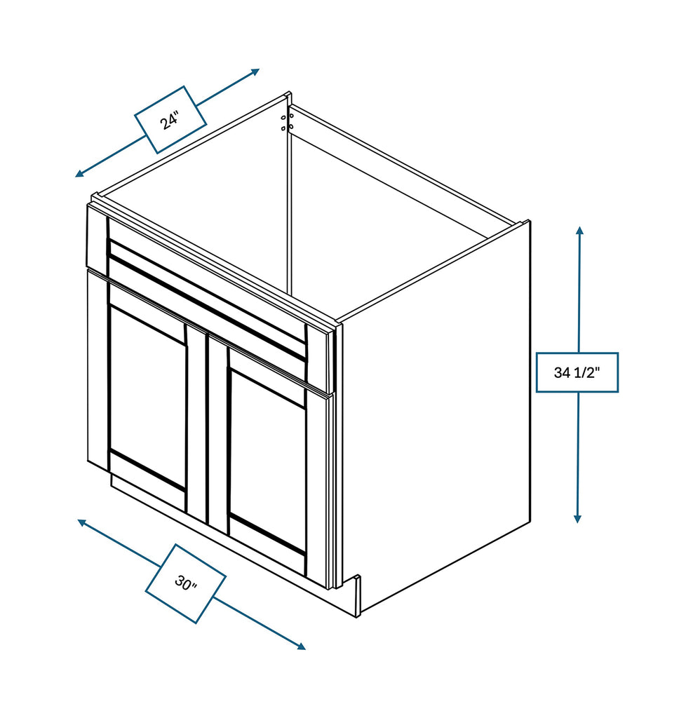 Malibu White Shaker 30 in. Sink Base Cabinet