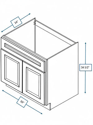 Harbour Town White Bevel Shaker 33 in. Sink Base Cabinet