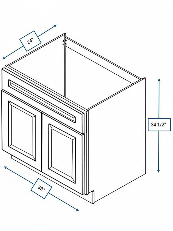 Harbour Town White Bevel Shaker 33 in. Sink Base Cabinet