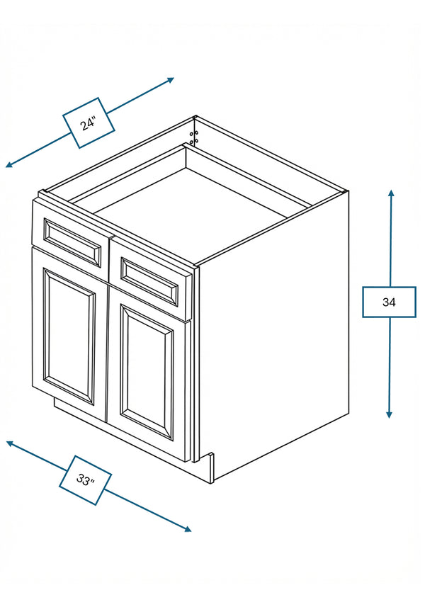 Chalet White Raised Panel 33 in. Sink Base Cabinet