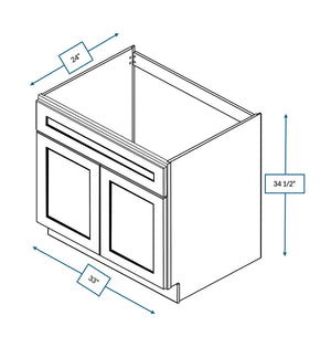 Hampton Pewter 33 in. Wide x 24 in. Deep x 34.5 in. Tall - Sink Base Shaker Cabinet