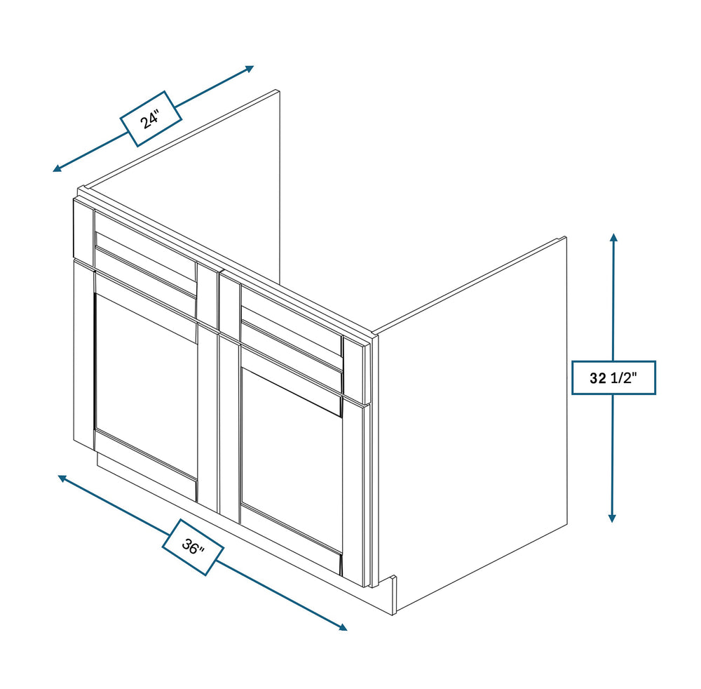 Builder's Pride Bluff Shaker 36 in. ADA Sink Base Cabinet Front