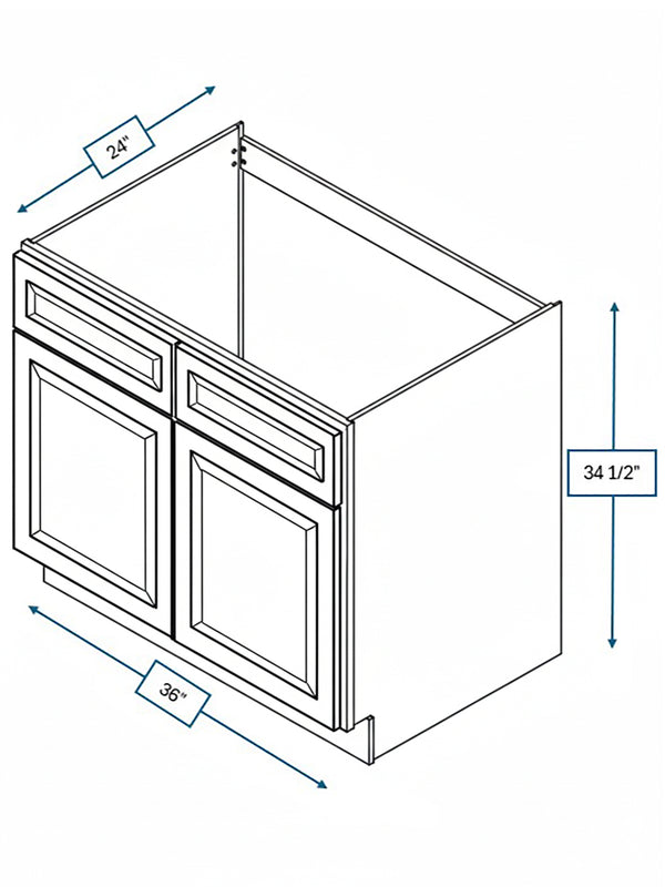 Sea Pines Green Bevel Shaker 36 in. Sink Base Cabinet