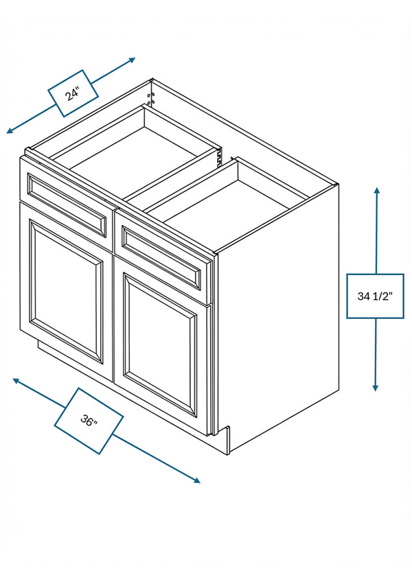 Montpelier Sage Raised Panel 36 in. Sink Base Cabinet