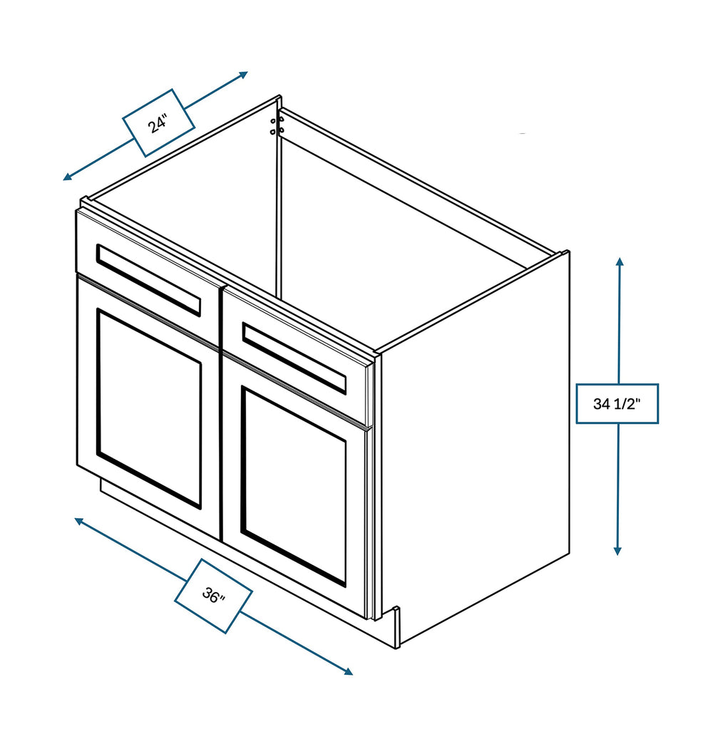 Platinum Grey 36 in. Wide x 24 in. Deep x 34.5 in. Tall - Sink Base Shaker Cabinet