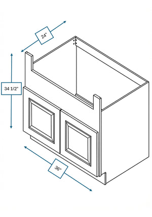 Chalet White Raised Panel 36 in. Farm Sink Base Cabinet