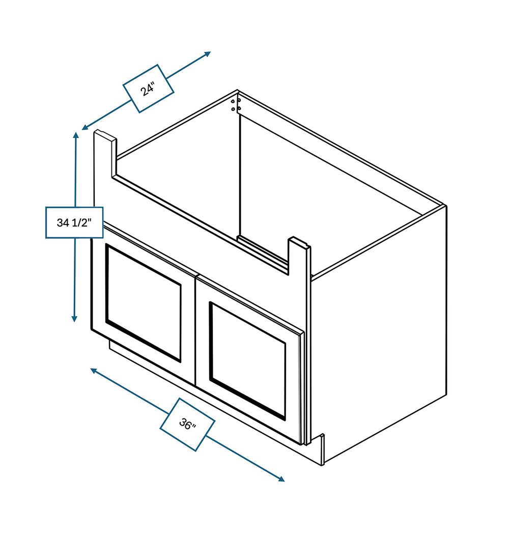 Platinum Grey 36 in. Wide x 24 in. Deep x 34.5 in. Tall - Farm Sink Base Shaker Cabinet
