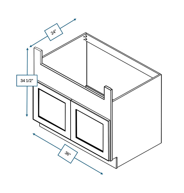 Annapolis Blue 36 in. Wide x 24 in. Deep x 34.5 in. Tall - Farm Sink Base Shaker Cabinet