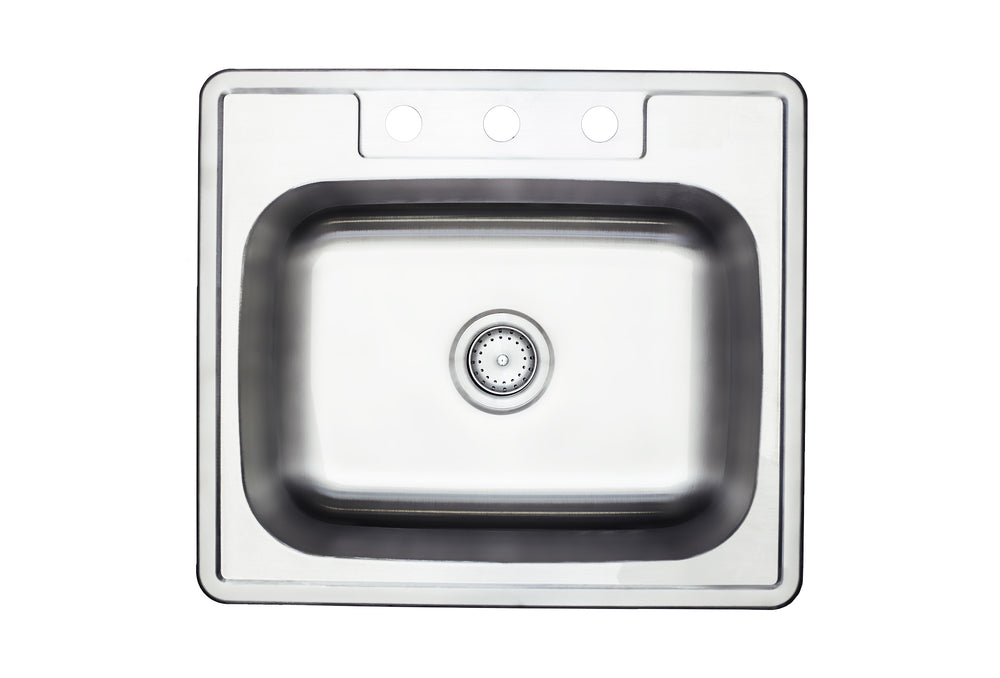 Cascata Stainless Steel Sink Topmount 25 inch 20 Gauge
