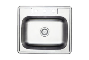 Cascata Stainless Steel Sink Topmount 25 inch 20 Gauge