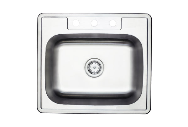 Cascata Stainless Steel Sink Topmount 25 inch 20 Gauge