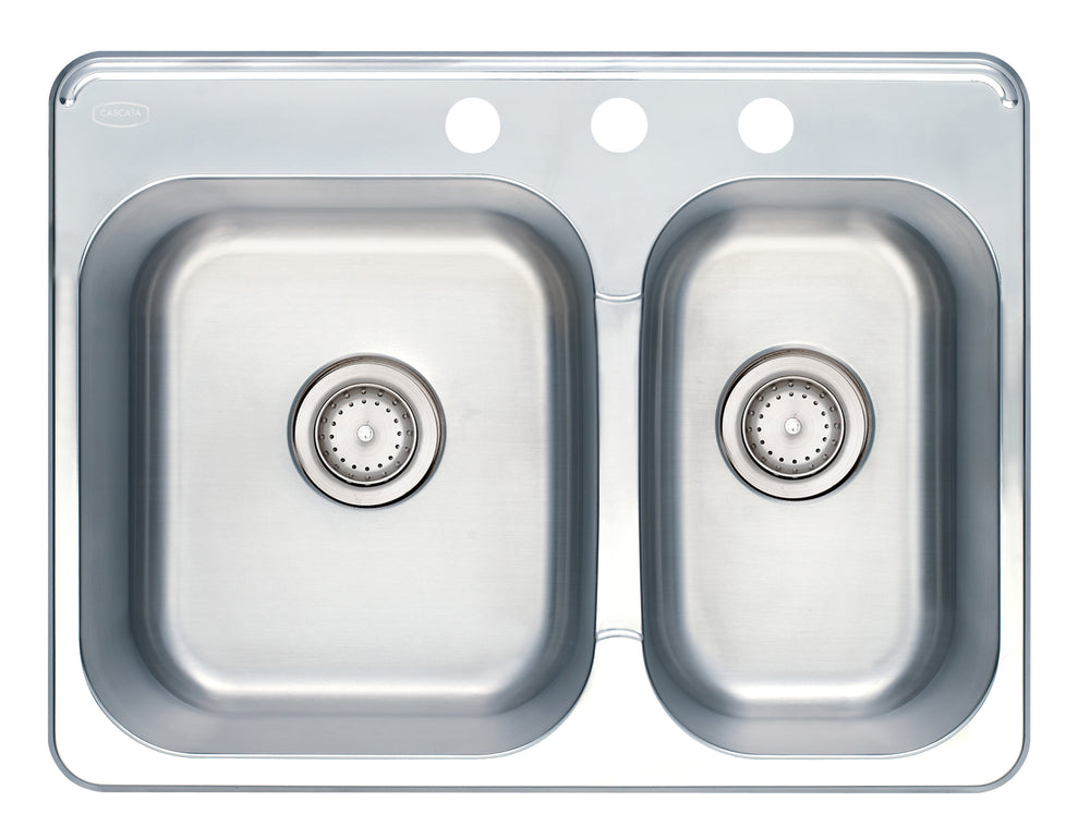 Cascata Stainless Steel Sink Topmount 27 inch 20 Guage 60/40 Double Basin
