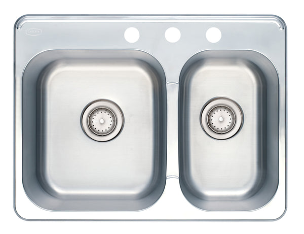 Cascata Stainless Steel Sink Topmount 27 inch 20 Guage 60/40 Double Basin