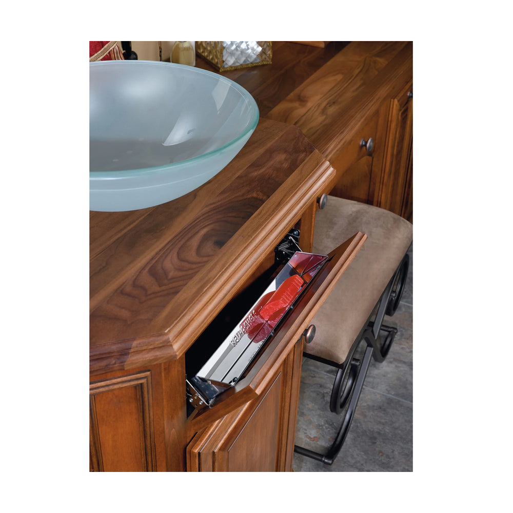Sink Front Stainless Steel Tip-Out Trays with Hinges