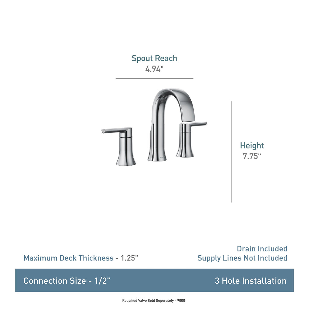 MOEN® Widespread Chrome Bath Faucet, SKU 9000 Required with Faucet