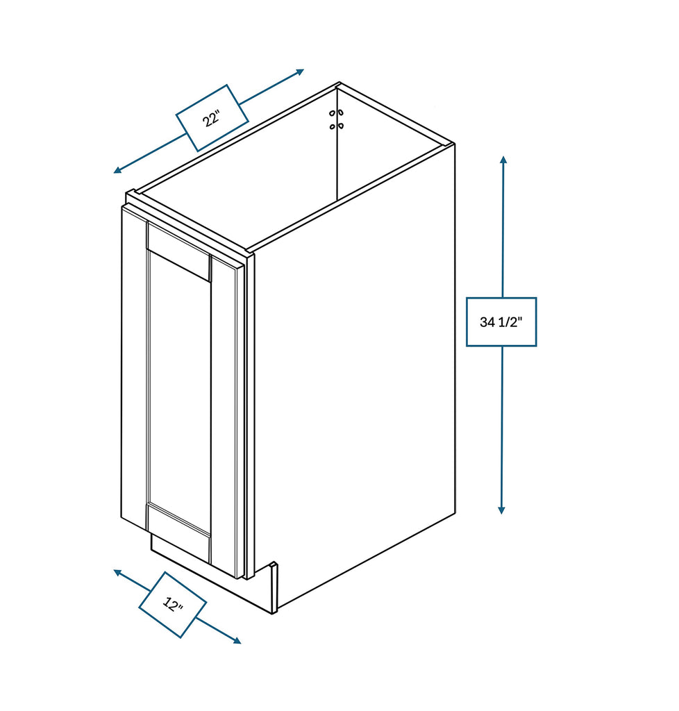 Malibu White Shaker 12 in. Full Height Door Vanity Base Cabinet