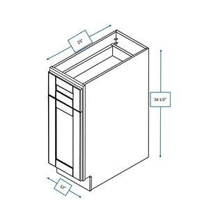 Malibu White 12 in. Wide x 21 in. Deep x 34.5 in. Tall - 2-Drawer Vanity Base Shaker Cabinet