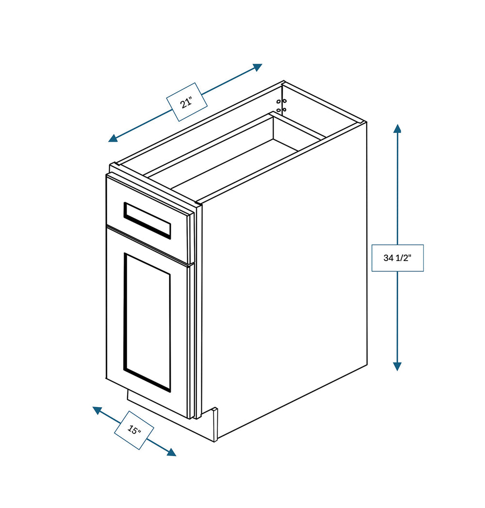 Platinum Grey 15 in. Wide x 21 in. Deep x 34.5 in. Tall - 2-Drawer Vanity Base Shaker Cabinet