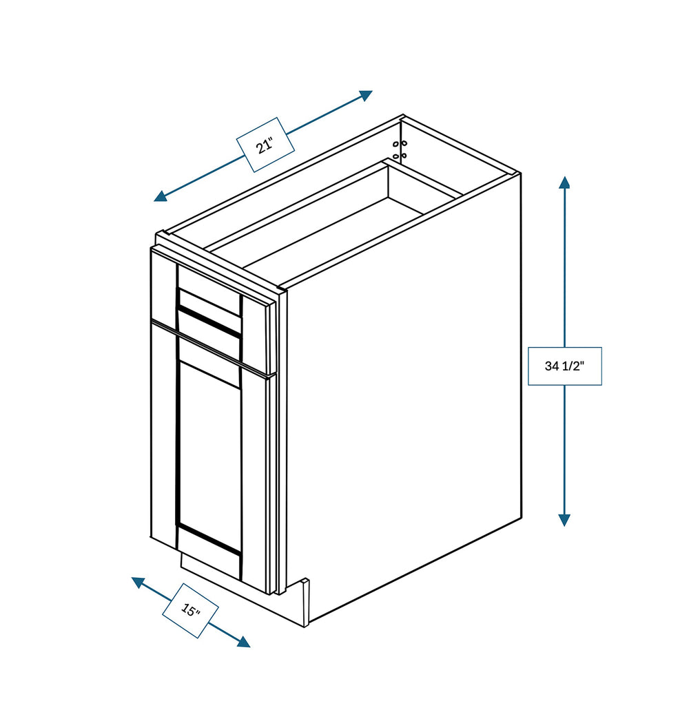 Malibu White 15 in. Wide x 21 in. Deep x 34.5 in. Tall - 2-Drawer Vanity Base Shaker Cabinet