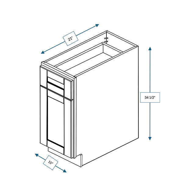 Malibu White 15 in. Wide x 21 in. Deep x 34.5 in. Tall - 2-Drawer Vanity Base Shaker Cabinet