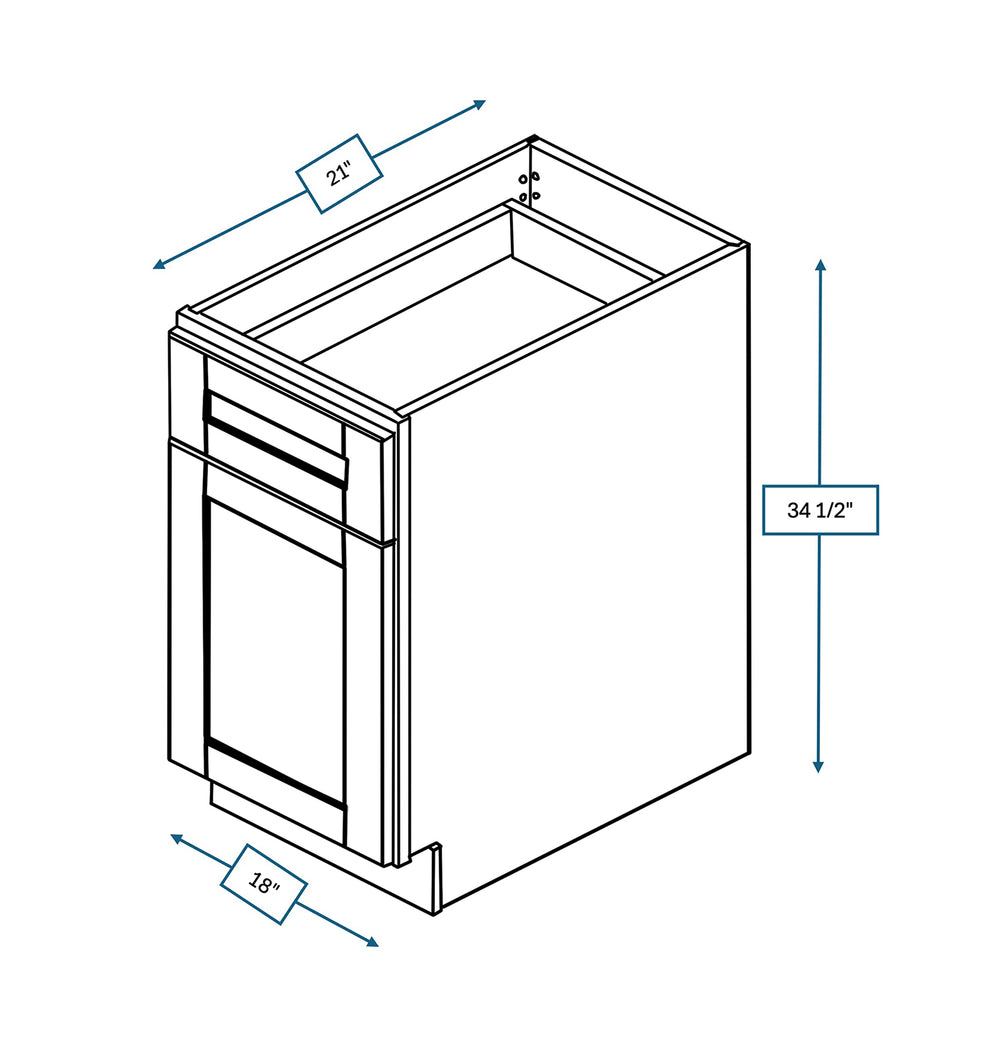 Malibu White 18 in. Wide x 21 in. Deep x 34.5 in. Tall - 2-Drawer Vanity Base Shaker Cabinet