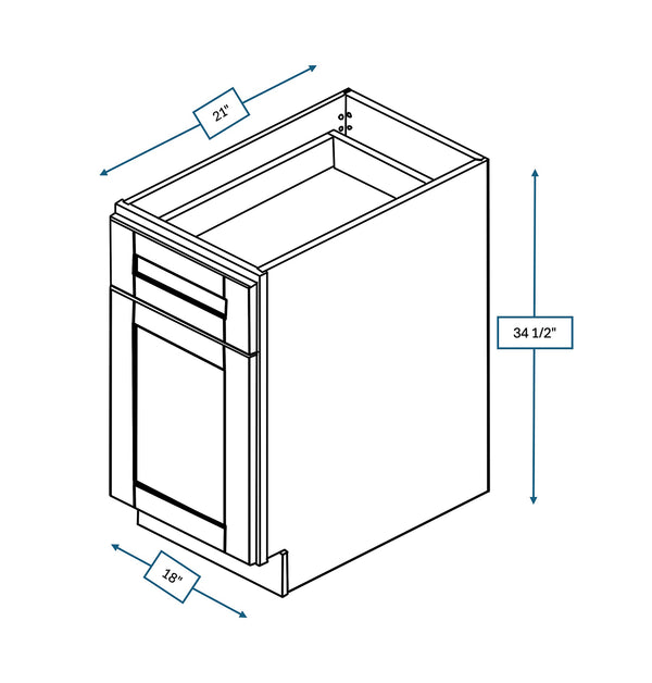 Malibu White 18 in. Wide x 21 in. Deep x 34.5 in. Tall - 2-Drawer Vanity Base Shaker Cabinet
