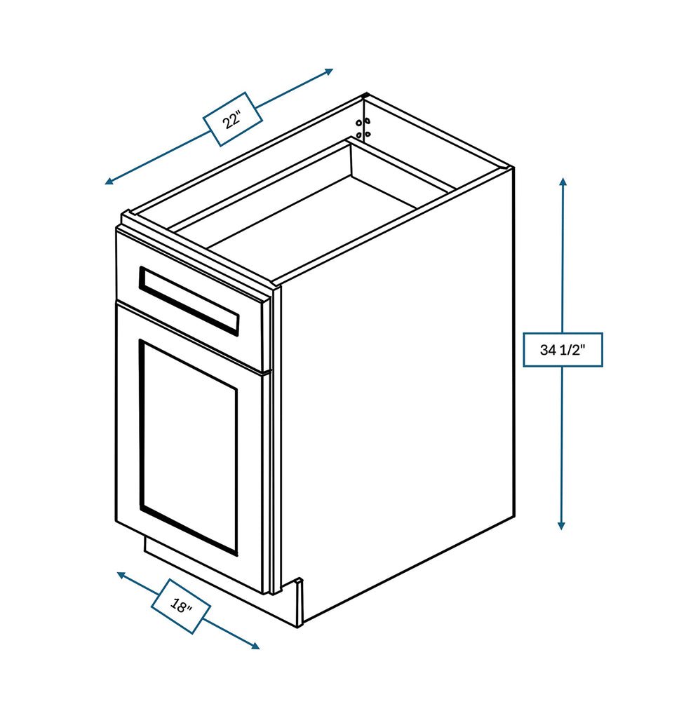 Platinum Grey Shaker 18 in. 3-Drawer Vanity Base Cabinet