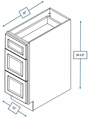 Wexford White Oak Bevel Shaker Drawer Vanity Base Cabinet 12 in. x 21 in. x 34.5 in.