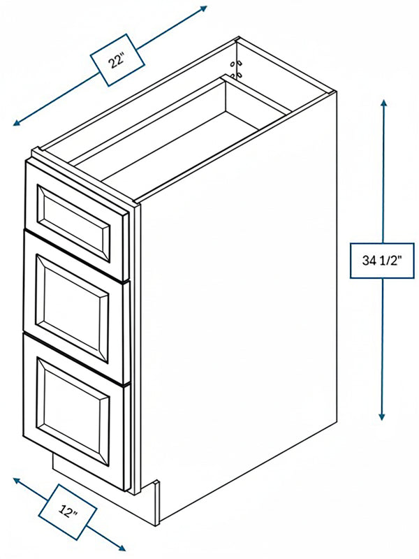 Wexford White Oak Bevel Shaker Drawer Vanity Base Cabinet 12 in. x 21 in. x 34.5 in.