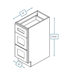 Hampton Pewter 12 in. Wide x 21 in. Deep x 34.5 in. Tall - Shaker Drawer Vanity Base Shaker Cabinet